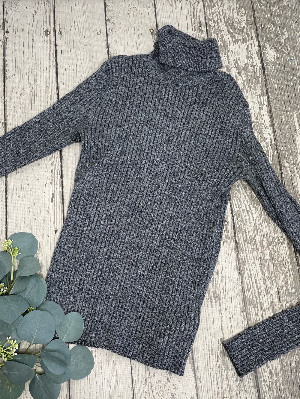 EXPRESS Ribbed Long Sleeve Turtleneck Top